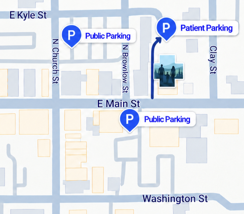 Parking map for Highland Hope Family Medicine